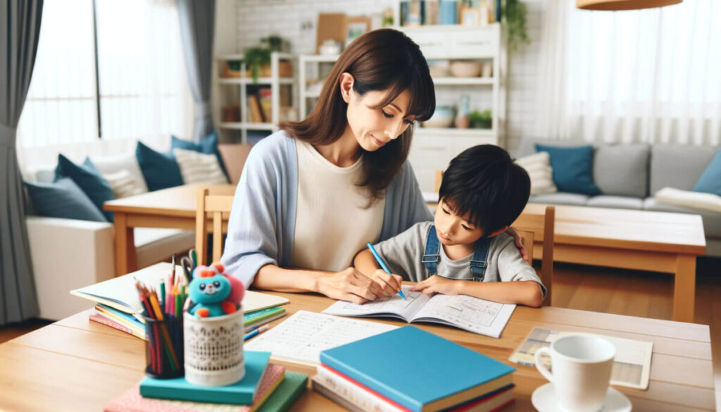 親子で勉強中