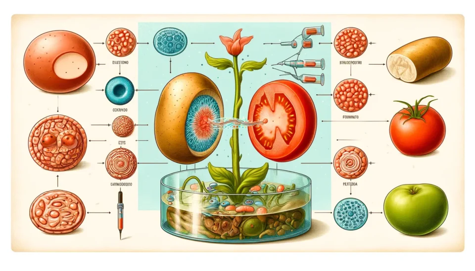 ポマトの細胞融合の図解イラスト